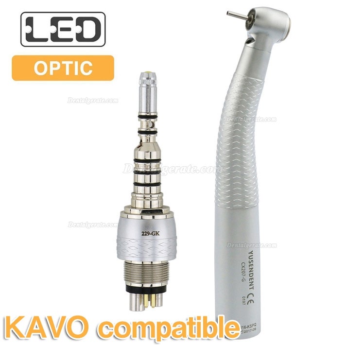 YUSENDENT&reg; CX207-GK-PQ Zahnarzt LED Glasfaser Handst&uuml;ck KAVO Kompatibel (Mit Koppler x1 + Ohne Koppler x2)
